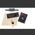Light Colored Office Desk With Computer Monitor Keyboard Coffee Mug And Mouse Pad