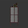 Red Multi Tiered Shelf With Wire Mesh Sides And Wooden Layers Displaying Stuffed Toys