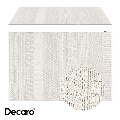 Modern Square Rug With White Woven Texture And Geometric Patterns For Living Room 3d model