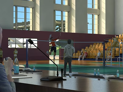 Badminton Hall, volleyball hall, bleachers, complete scene, gymnasium, badminton court, Olympic center, Olympic feather 3d model