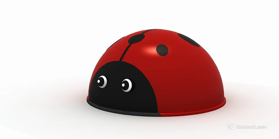 Red Ladybug Shaped Children's Play Equipment with Cute Eyes and Black Spots 3d model 