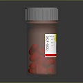 Red Capsule Shaped Food Snack in Transparent Bottle with White Label