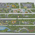 Park Landscape Design With Curved Paths Green Areas Circular Plazas And Water Features