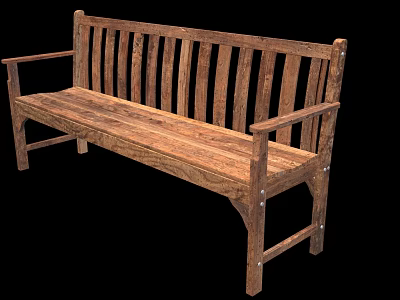 Wooden Landscape Garden Bench With Armrests For Outdoor Seating Areas 3d model