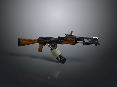 AK Style Assault Rifle With Wooden Stock Grip Metal Barrel And Magazine 3d model