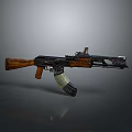 AK Style Assault Rifle With Wooden Stock Grip Metal Barrel And Magazine