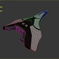 Futuristic Cosmic Spaceship Design with Black and White Color Scheme and Purple Propulsion Thrusters
