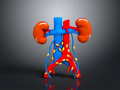 Detailed 3D Model Of Human Kidneys With Blood Vessels And Surrounding Tissues 3d model