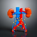Detailed 3D Model Of Human Kidneys With Blood Vessels And Surrounding Tissues