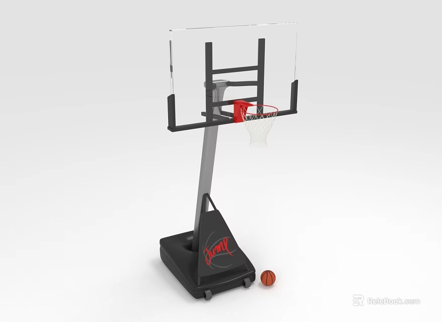 Portable Basketball Hoop With Transparent Backboard And Ball 3d model 