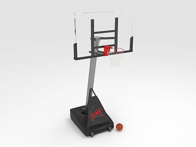 Portable Basketball Hoop With Transparent Backboard And Ball 3d model
