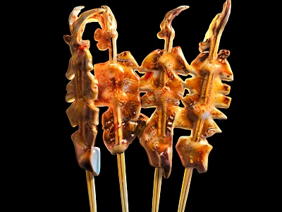 Grilled Squid Snacks Spicy Squid Snacks 3d model