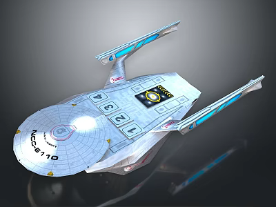 Futuristic Starship USS Discovery Design With Sleek Hull And Blue Engine Details For Interstellar Exploration 3d model