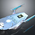 Futuristic Starship USS Discovery Design With Sleek Hull And Blue Engine Details For Interstellar Exploration