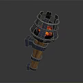 Elegant Sports Equipment Torch With Wooden Metal Cage Frame And Burning Flame