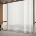 Modern White Vertical Blinds in Bright Living Room Interior with Natural Light
