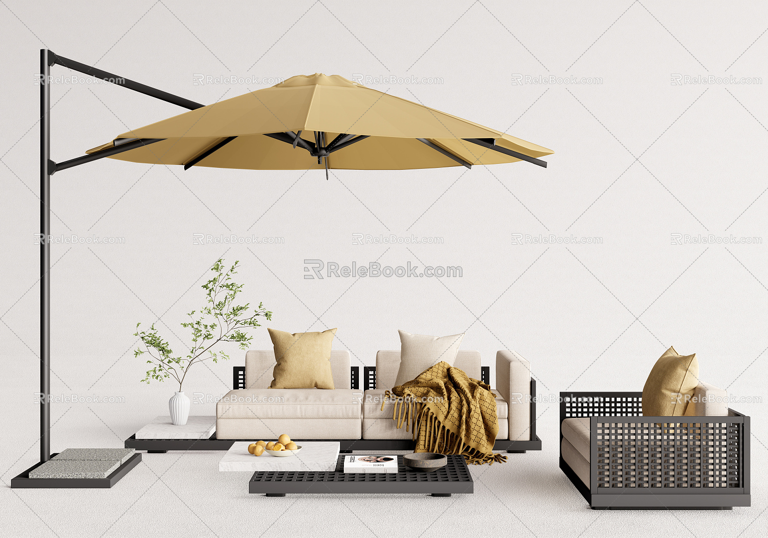 Modern Outdoor Sofa Rattan Outdoor Sofa Patio Sofa Single Sofa 3d model