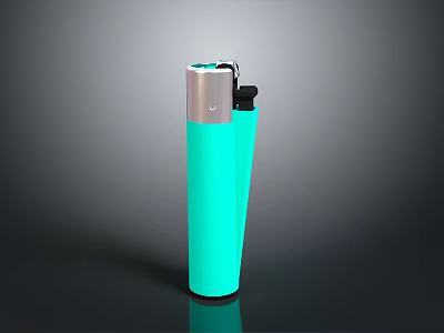 Modern Turquoise Lighter With Sleek Cylindrical Design And Metallic Top 3d model