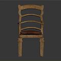 Classic Wooden Leisure Chair With Curved Backrest Armrests And Red Padded Seat