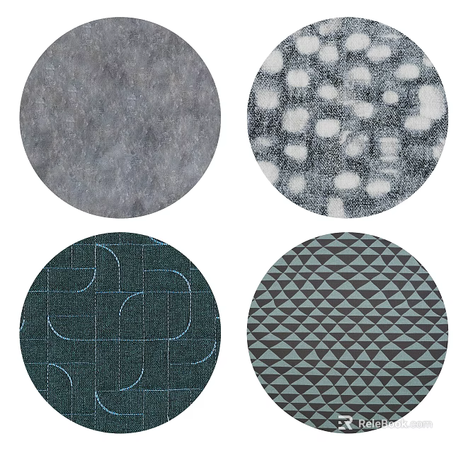 Stylish Round Carpets With Various Geometric Patterns And Abstract Textures 3d model