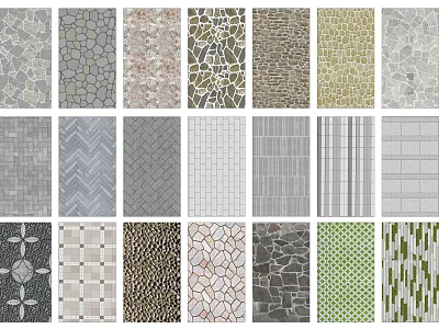 Diverse Garden Ornaments With Various Paving Patterns And Textured Designs 3d model
