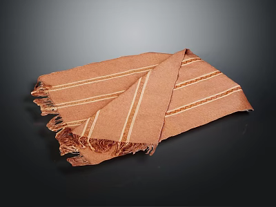 Brown Striped Fringed Scarf with Soft Fabric for Fashionable Winter Style 3d model