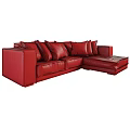 Brown Leather Sectional Sofa With Black And White Geometric Throw Pillows