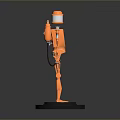 Orange Metallic Robot Equipment With Black Base And Detailed Mechanical Design