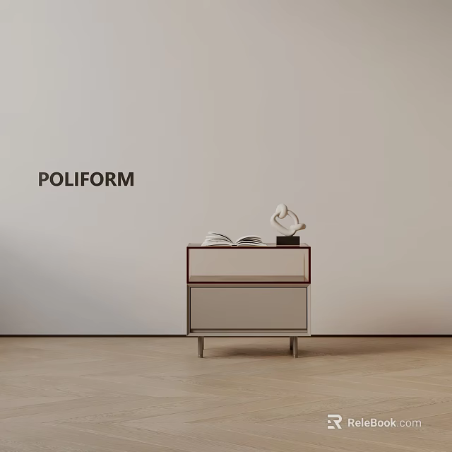 Modern Bedside Table With Drawer Open Book And Decorative Object 3d model