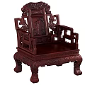 Traditional Chinese Single Sofa With Redwood Carved Patterns And Classic Design