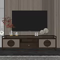 Modern TV Cabinet With Large Screen TV Decorative Items Drawer And Lattice Doors Design