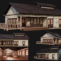 Traditional Ancient Building With Wooden Structure Tile Roof Lattice Windows And Interior Design