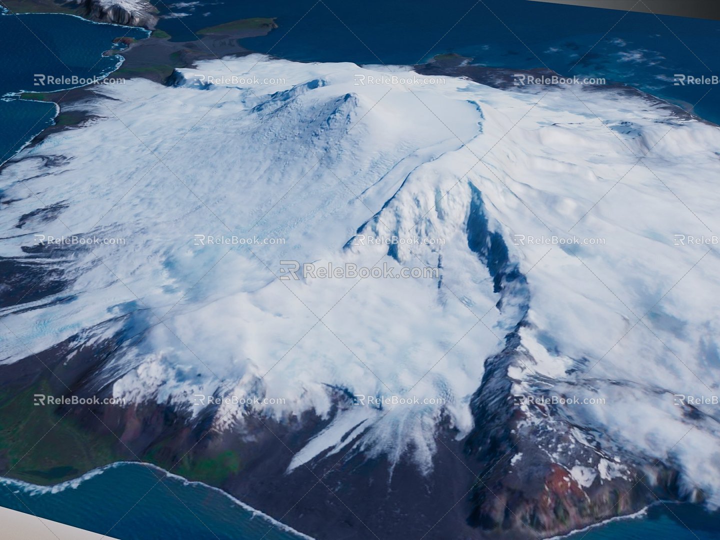 modern snow mountain topography 3d model