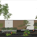 Tranquil Courtyard Garden Design With Stone Path Trees Seating Area And Lush Plants