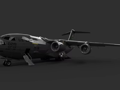 Military Transport Weapon Aircraft With US Air Force Markings Twin Engines And Boarding Ladder 3d model