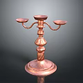 Copper Three Arm Candle Holder With Decorative Base And Classic Design