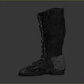 Black Knee High Lace Up Boots With Metallic Toe Cap And Vintage Style