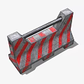 Concrete Traffic Barrier With Red And White Stripes And Metal Bar For Public Safety