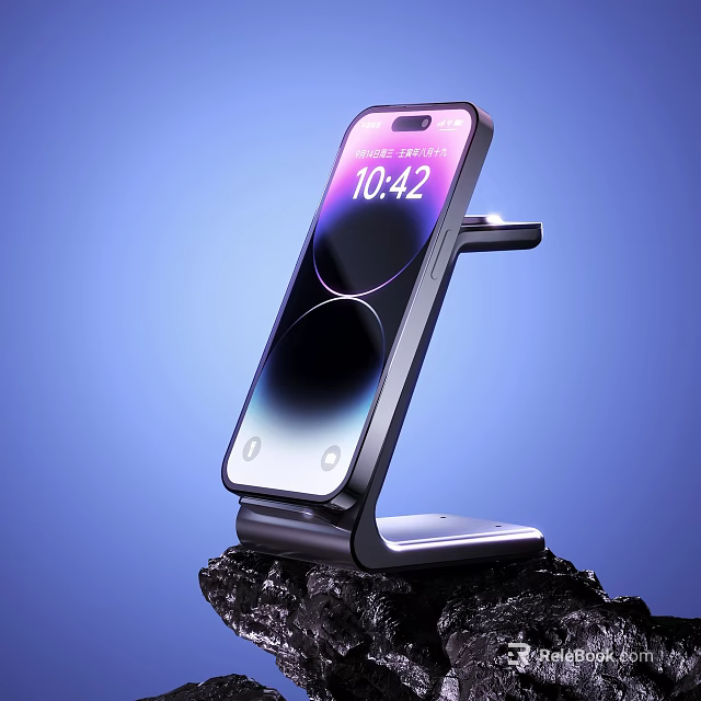 Modern Smartphone On Foldable Stand With Bright Screen Display And Sleek Design 3d model 
