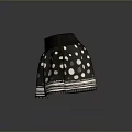 Women's Polka Dot Skirt With Black Waistband And Striped Hem Design