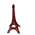 Simple Iconic Red Eiffel Tower Silhouette Design On White Background