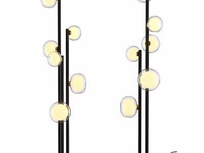 Modern Floor Lamps With Multiple Globe Shades And Black Poles 3d model