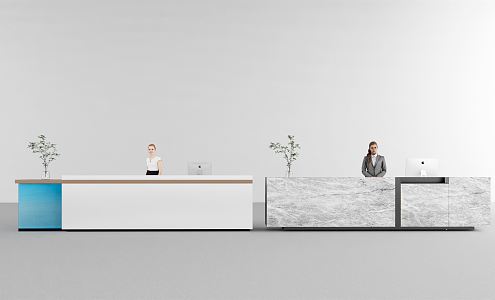 Modern Reception Desk Front Desk 3d model