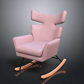 Pink Upholstered Rocking Accent Chair Featuring Wooden Rocking Legs And Modern Stylish Design