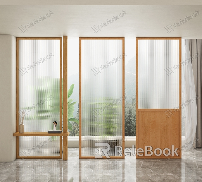 Solid Wood Changhong Glass Screen Cream Wind Glass Screen Partition model