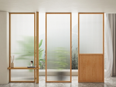 Solid Wood Changhong Glass Screen Cream Wind Glass Screen Partition model