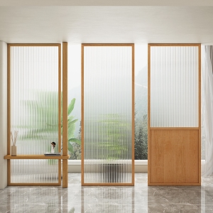 Solid Wood Changhong Glass Screen Cream Wind Glass Screen Partition 3d model