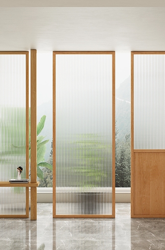 Solid Wood Changhong Glass Screen Cream Wind Glass Screen Partition 3d model