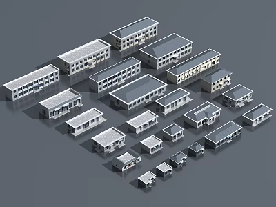 Aerial View Planning of Modern Building Complex With Regular Layout Design 3d model