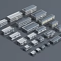 Aerial View Planning of Modern Building Complex With Regular Layout Design 3d model